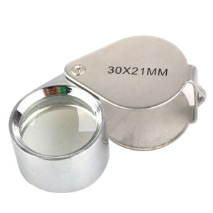 30x Magnification Pocket Silver Loupe Eye Lens Magnifying Glass